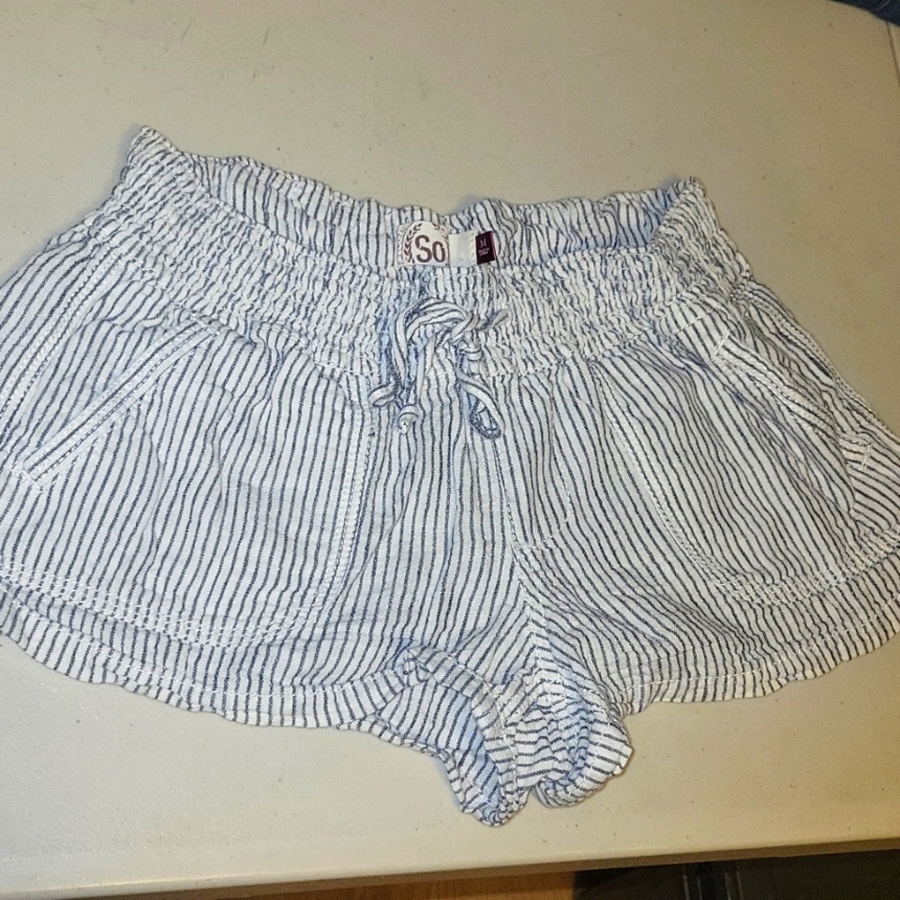 SO  Stripes white and blue with pocket and drawstring size medium  #9